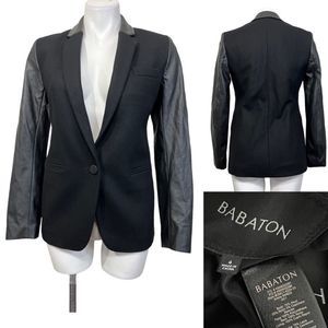 Aritzia Babaton Black Blazer with Leather Sleeves